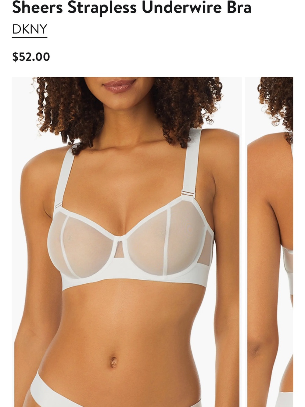 DKNY White Sheer Underwire Bra